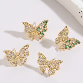 Butterfly Zircon Earrings - Minimalist Chic Women's Jewelry in 14K Gold Plating