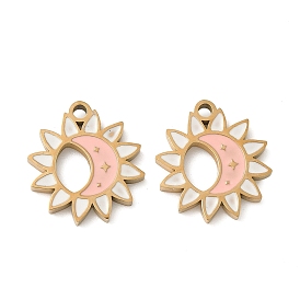 304 подвески из нержавеющей стали, талисманы солнца и луны, с эмалью, ионное покрытие (ip)