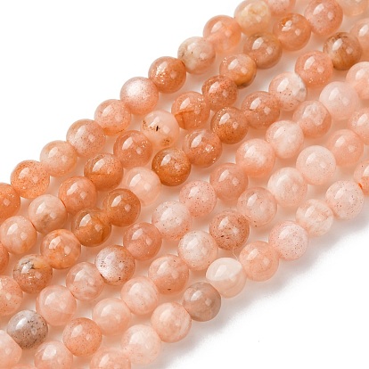 Натуральный Sunstone бисер пряди, гладкий круглый
