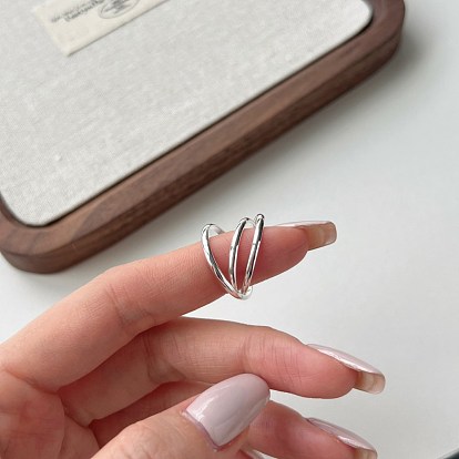 925 Sterling Silver Triple Criss Cross Finger Ring for Women