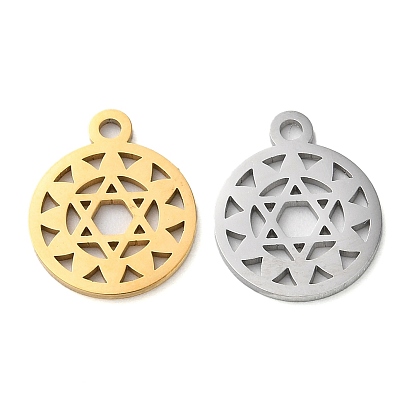 Ion Plating(IP) Chakra Theme 304 Stainless Steel Pendants, Manual Polishing, Anahata Chakra Charms