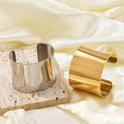 304 открытые браслеты-манжеты из нержавеющей стали, широкие браслеты для женщин