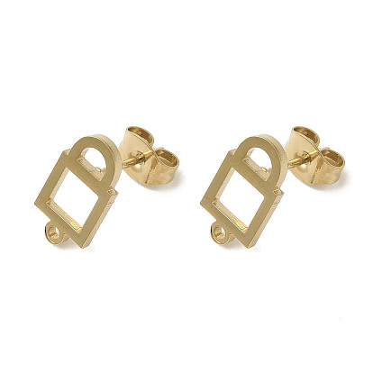 Ion Plating(IP) 304 Stainless Steel Stud Earring Findings, Lock