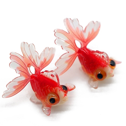 Translucent Resin Pendants, Goldfish Charms