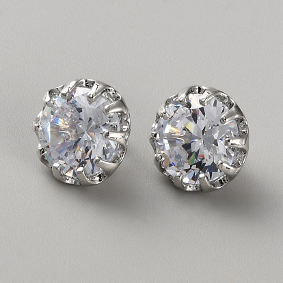 Запонки из латуни с кубическим цирконием, Кнопки манжеты, плоско-круглые