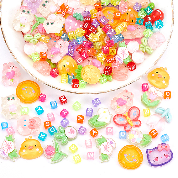 Наборы для изготовления кабошонов из смолы и фурнитуры из акриловых бусин, в комплект входит плоская круглая двусторонняя клейкая лента