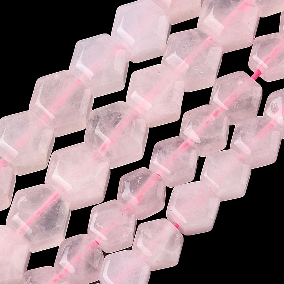 Naturel a augmenté perles de quartz brins, hexagone