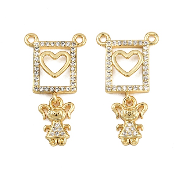 Латунные микро проложить кубического циркония подвески, сердце с девушкой