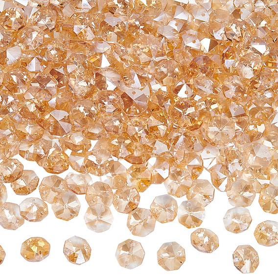 240Pcs Electroplate Glass Faceted Octagon Links Connector Charms, for Chandelier Prism Beads Chain, DIY Craft Jewelry Decoration