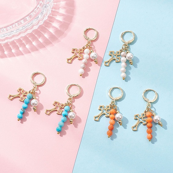 Серьги-кольца из натурального персидского нефрита, с 304 подвесками из нержавеющей стали и бусинами из ракушечного жемчуга, золотые