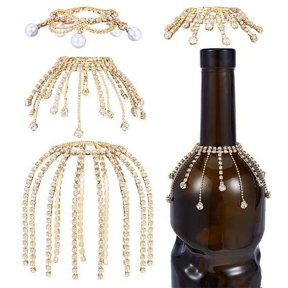 4шт. подвески для бокалов вина из латуни и железа со стразами