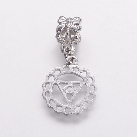 Alloy European Dangle Charms, Large Hole Pendants, Chakra, Visuddha