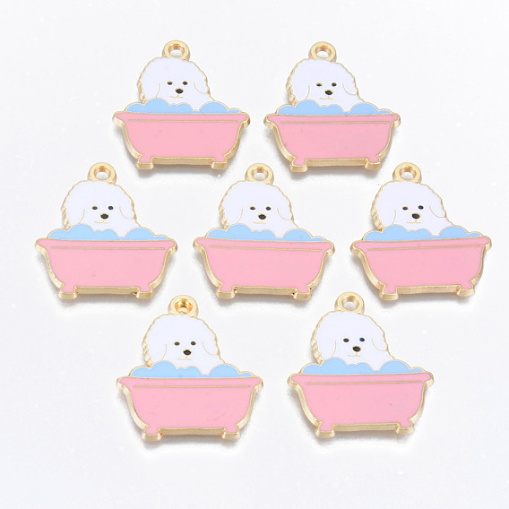 Подвески из эмали и сплава, без кадмия и без свинца, ванна с собакой, золотой свет