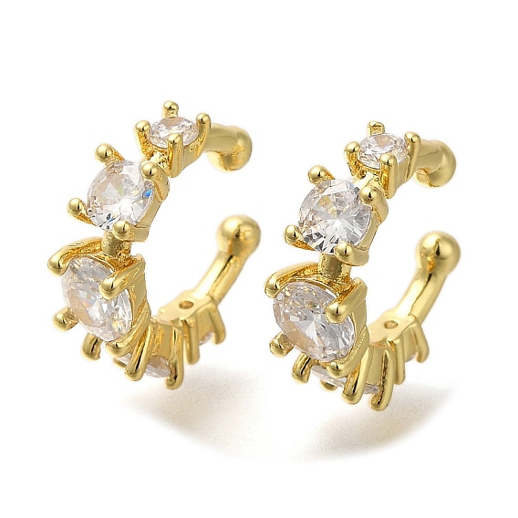 Серьги-каффы в форме буквы С с покрытием из латуни с микропаве из прозрачного кубического циркония, долговечный, без кадмия и без свинца