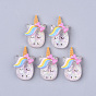Resin Cabochons, with Glitter Sequins, Unicorn