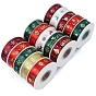 22M Flat Christmas Printed Polyester Satin Ribbons, Hot Stamping Ribbons