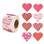 Valentine's Day Theme Paper Gift Tag Stickers, 8 Style Heart Shape Adhesive Labels Roll Stickers, for Party, Decorative Presents