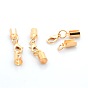 Brass Lobster Claw Clasps with Two Cord Ends for Necklace Making, 37x6mm, Hole: 4mm