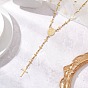 304 Collares de cadena de eslabones cruzados en forma de Y de acero inoxidable, Collares de cuentas de rosario de la Virgen María para mujer