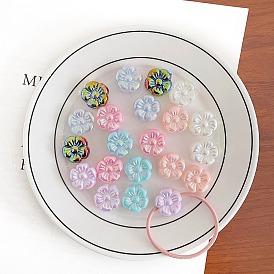 Непрозрачные акриловые бусины с УФ-покрытием, радужный, цветок