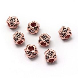 Rack Plating Brass Cubic Zirconia Beads, Long-Lasting Plated, Polygon