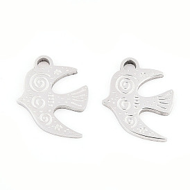 Pendentifs en acier inoxydable, charme d'oiseau, placage ionique (ip)