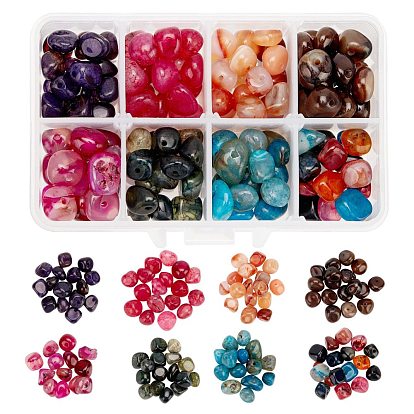 Perles d'agate veines de dragon naturelles mélangées, d'agate rubanée et d'agate en copeaux