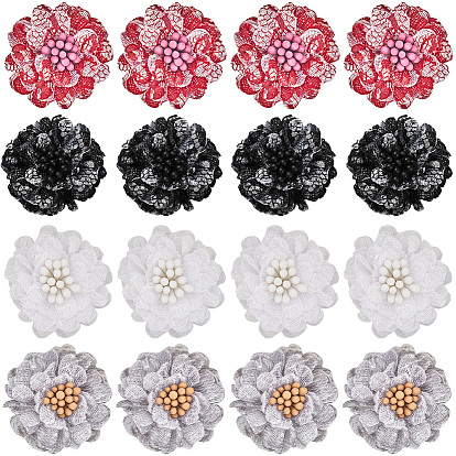 16шт 4 цвета аксессуары для костюмов ручной работы, ткань цветок