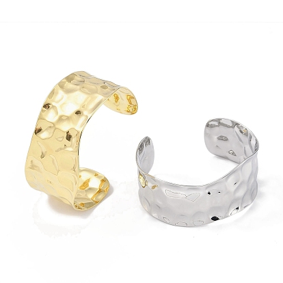 304 Текстурированные широко открытые браслеты-манжеты из нержавеющей стали для женщин