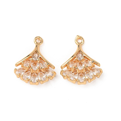 Латунные микропаве прозрачные кубические циркониевые подвески, лист прелести
