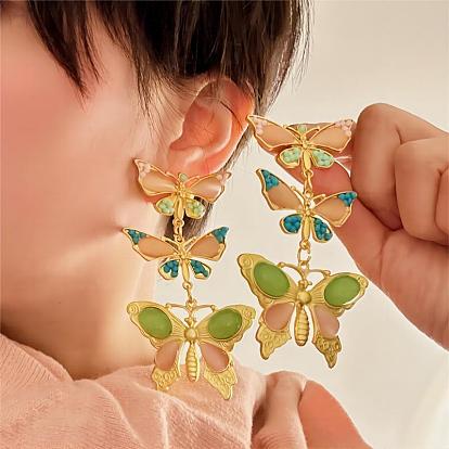 earrings alloy inlaid glass beads butterfly earrings earrings female exaggerated earrings