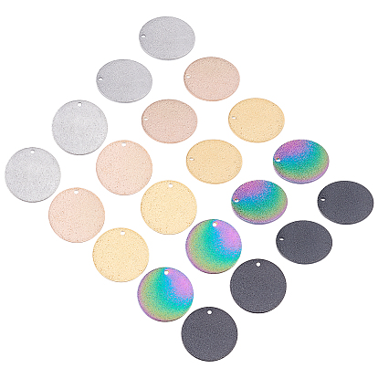 30 шт. 5 цвета вакуумное покрытие pvd 304 текстурированные подвески из нержавеющей стали, плоско-круглые