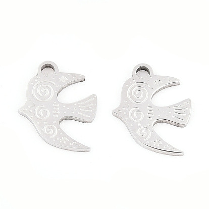 Pendentifs en acier inoxydable, charme d'oiseau, placage ionique (ip)