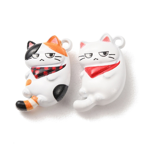 Baking Paint Zinc Alloy Pendants, Cat Shape Charms