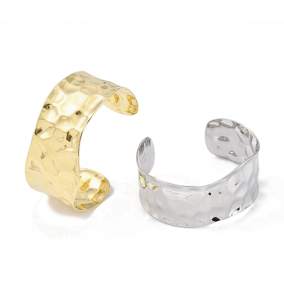 304 Текстурированные широко открытые браслеты-манжеты из нержавеющей стали для женщин