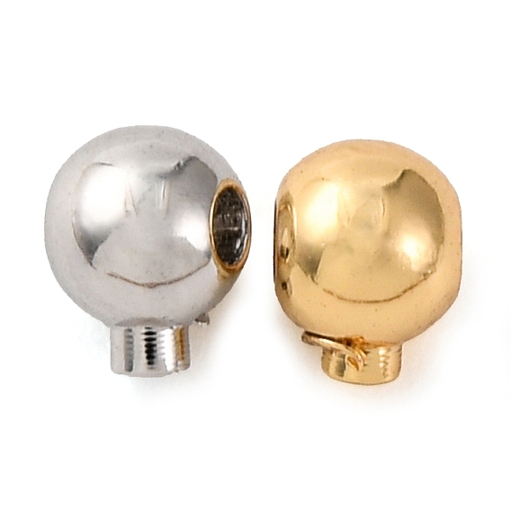 Зажимные бусины из латуни, без кадмия, без никеля и без свинца, круглые