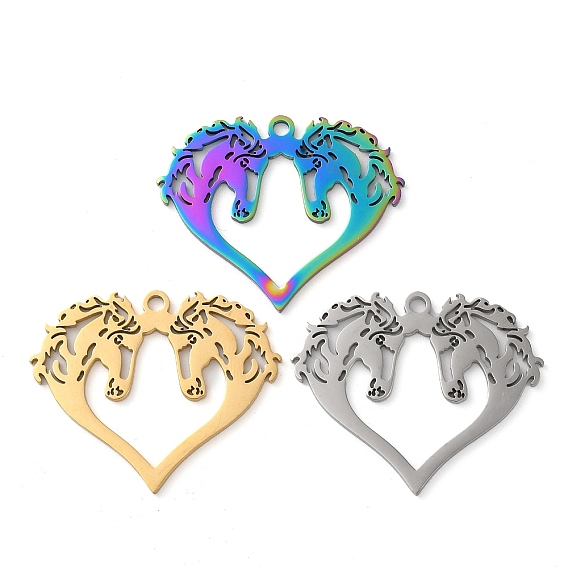 304 подвески из нержавеющей стали, сердце с подвесками в виде лошади