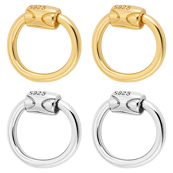 4 шт. 2 цвета стерлингового серебра карабин с замком, платиной и золотом