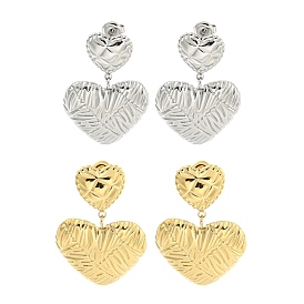 304 серьги-гвоздики из нержавеющей стали для женщин, сердце с текстурой