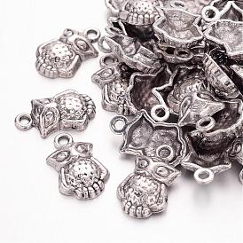 Tibetan Style Alloy Pendants, Owl, for Halloween, Lead Free and Cadmium Free, 20.5x13x5.5mm, hole: 2mm