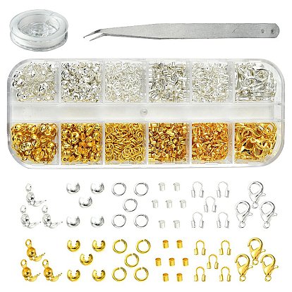Brass and Iron Beeds with Strong Stretchy Beading Elastic Thread and Iron Beading Tweezers