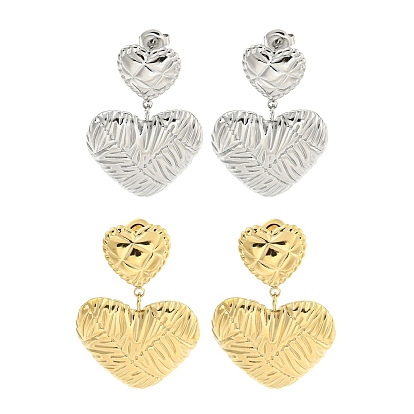 304 серьги-гвоздики из нержавеющей стали для женщин, сердце с текстурой