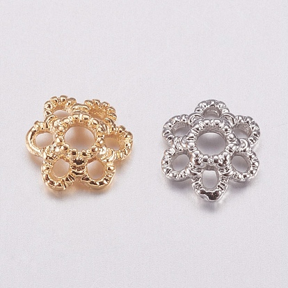 Brass Bead Caps, Long-Lasting Plated, 6-Petal, Cadmium Free & Lead Free
