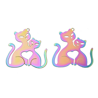 201 подвески из травленого металла из нержавеющей стали, очарование в форме кошки