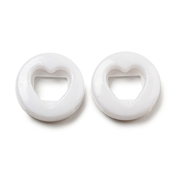 Opaque Acrylic Slide Charms, Flat Round with Heart