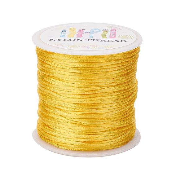 Nylon Satin Rattail Cords, Beading Threads for Bracelet Jewelry Making Chinese Knotting Macrame Craft, 1.0mm, about 76.55 yards(70m)/roll
