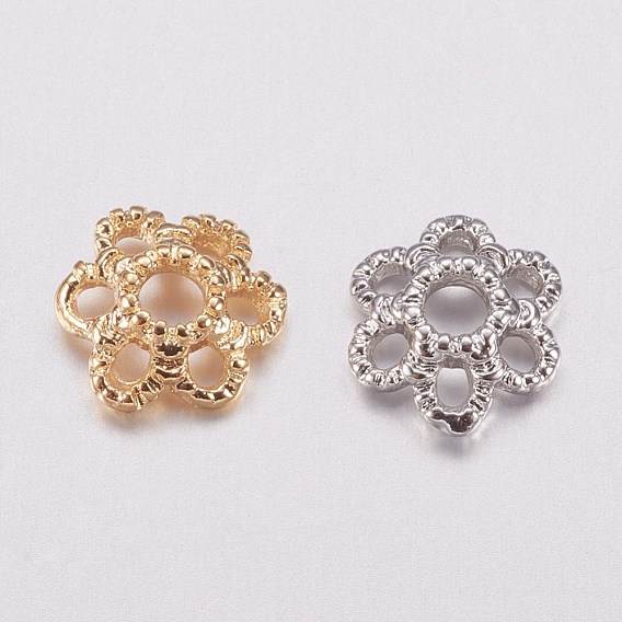Brass Bead Caps, Long-Lasting Plated, 6-Petal, Cadmium Free & Lead Free