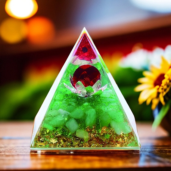 Генераторы энергии смолы оргонитовой пирамиды, Натуральные кварцевые чипсы Рейки внутри для украшения стола для домашнего офиса