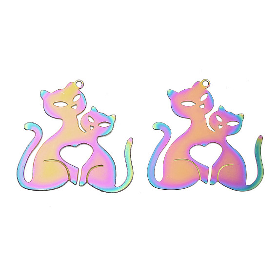 201 подвески из травленого металла из нержавеющей стали, очарование в форме кошки