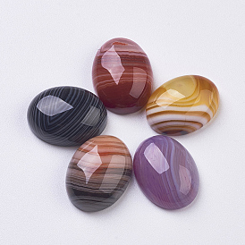 Natürliche Achat Cabochons, gefärbt und erhitzt, ellipsenförmige